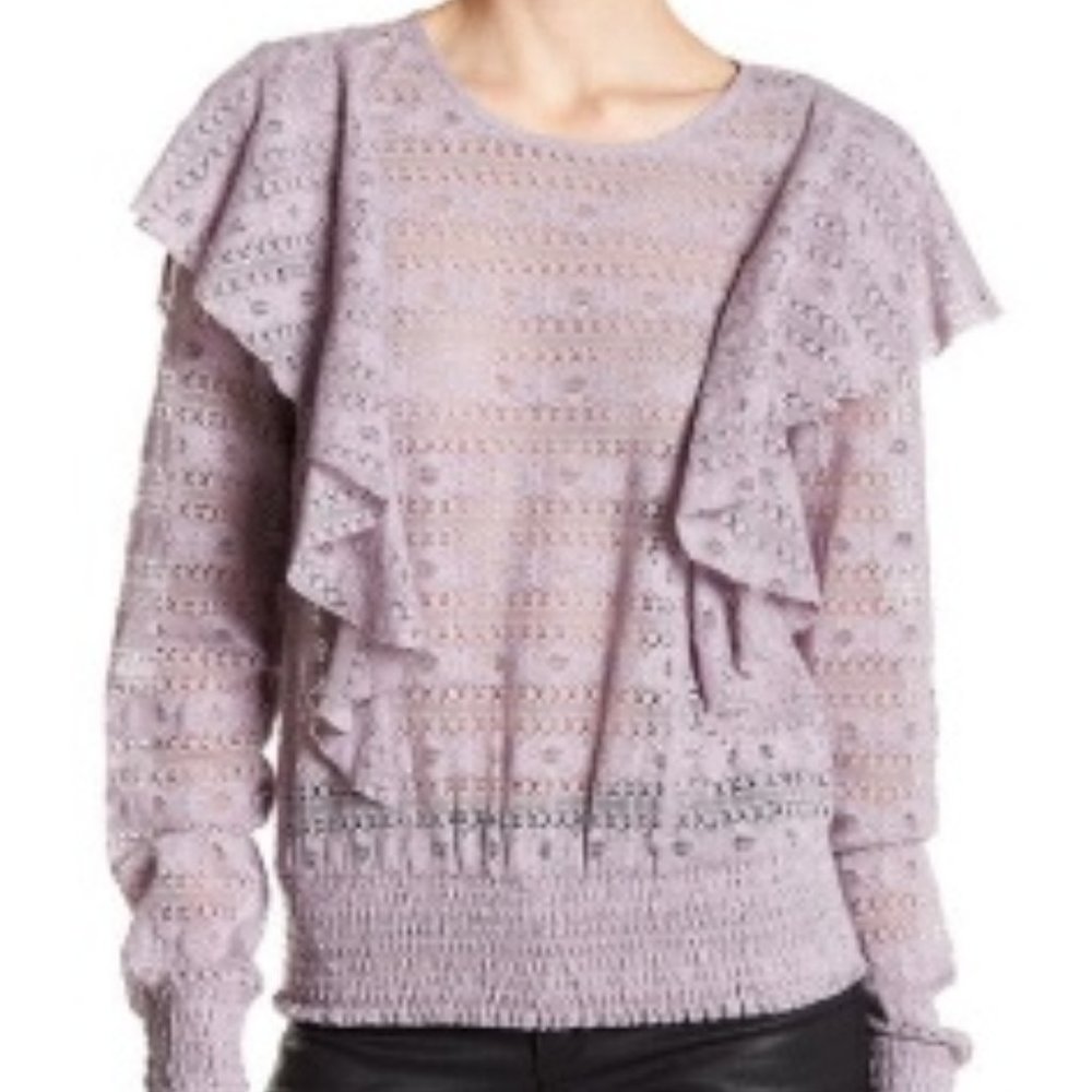 Melrose & Market Violet Cottage Core Long Sleeve Top (M)